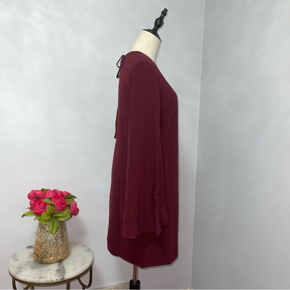 Dress The Population Burgundy Dahlia Long Sleeve Drape Back Minidress - Reemoly - Picture 6 of 17